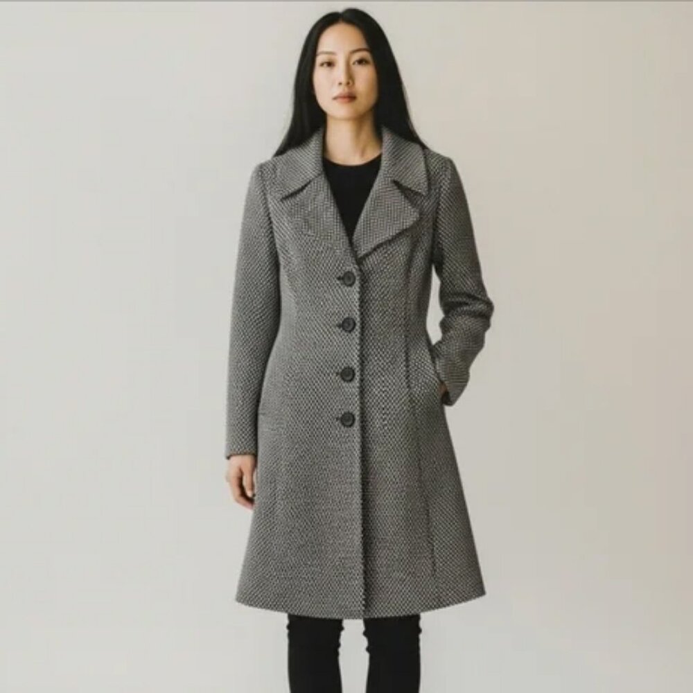 La Classe Couture Houndstooth Knit Coat Dress – Size Small